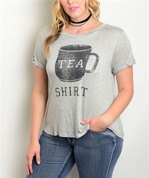 Another great find on #zulily! Shop the Trends Gray & Black 'Tea Shirt' Tee - Plus by Shop the ...