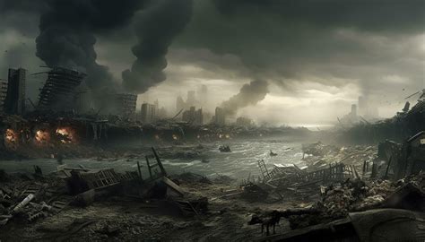 Post apocalypse. Nuclear apocalypse survivor. Ruined Cityscape. Concept ...