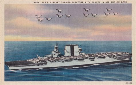 USS Saratoga (CV-3) WW2 postcard | History That Interests Me