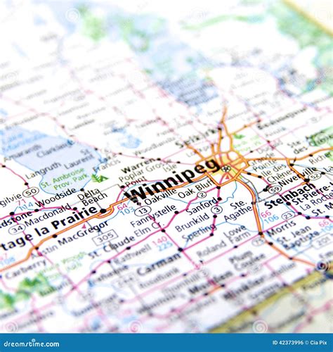 Map of Winnipeg in Canada stock photo. Image of geographical - 42373996