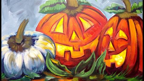 How to paint | Pumpkins Jack-o-lanterns | Cute Halloween Art - YouTube