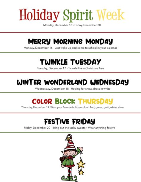 Holiday Spirit Week 2019 - Star Center Elementary School