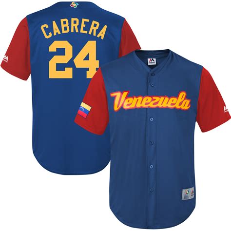 Men's Venezuela Baseball Miguel Cabrera Majestic Royal 2017 World ...