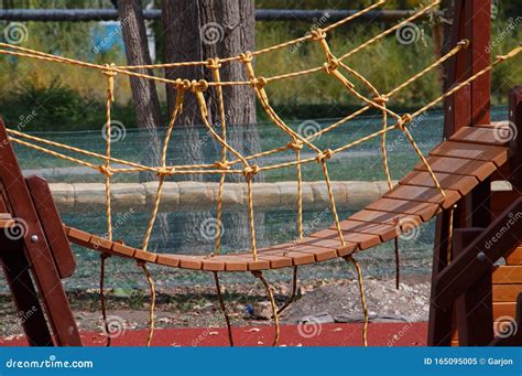 Rope Bridge on the Playground Simulator Stock Image - Image of leisure ...