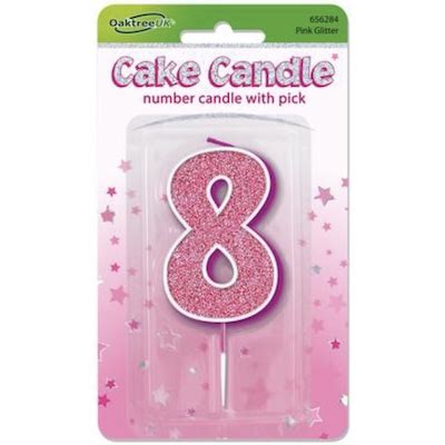 Oaktree Number 8 Pink Glitter Cake Candle – Cardelium at Halifax