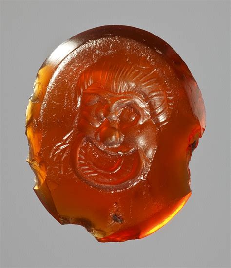 Comic slave mask. Roman Republican ringstone I1244 - Thorvaldsensmuseum