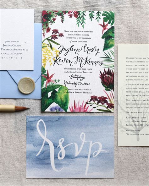 Illustrated Tropical Hawaiian Wedding Invitations