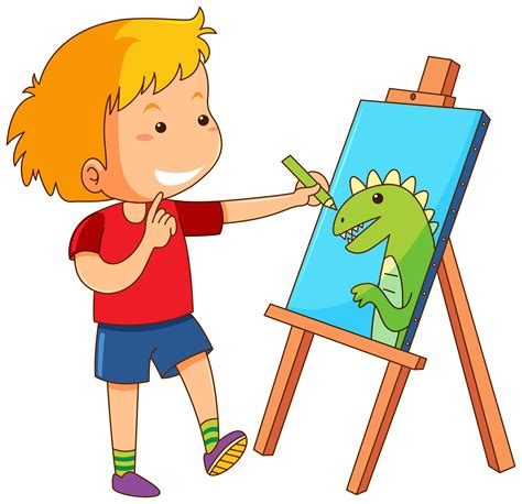 Boy drawing dragon on canvas 433253 Vector Art at Vecteezy