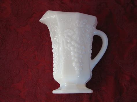 Anchor Hocking Milk Glass Pitcher, Grape Pattern