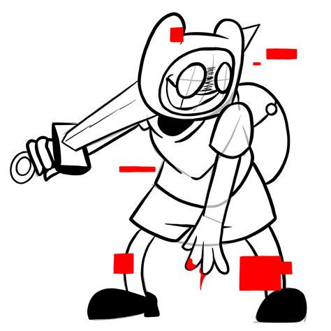 How to draw Finn - FNF: Pibby Corrupted - Sketchok easy drawing guides