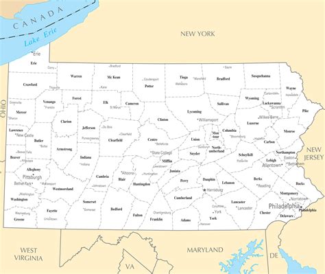 Map Of Pennsylvania Cities And Towns | Adams Printable Map