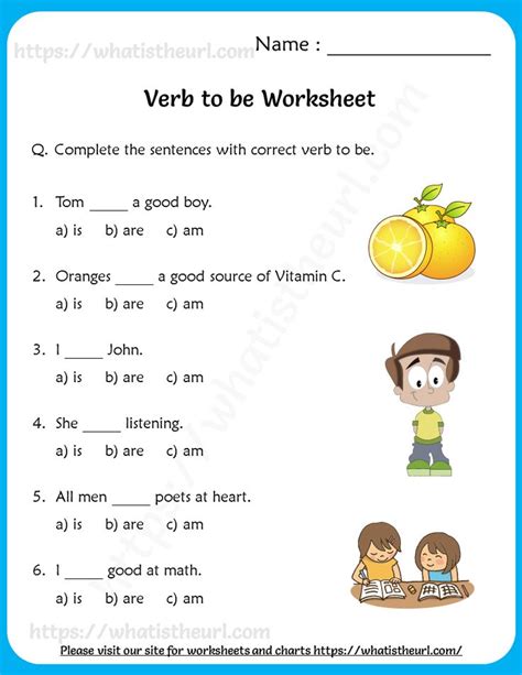 Verb to Be Worksheets for Grade 3 - Free Download