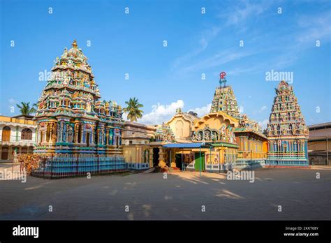 View of the ancient Hindu temple Sri Bhadrakali Amman Kovil (Kali Kovil) on a sunny day ...