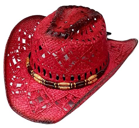 Women's Straw Cowboy Hat Red Black - C9180UN298Q | Cowboy hats, Womens straw cowboy hat, Straw ...