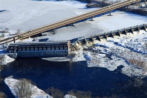 Winter Aerial Hydroelectric Dam Chippewa Falls Wisconsin Stock Photo ...