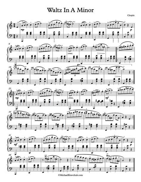 1 Page Version - Waltz In A Minor – Chopin - Free Piano Sheet Music ...