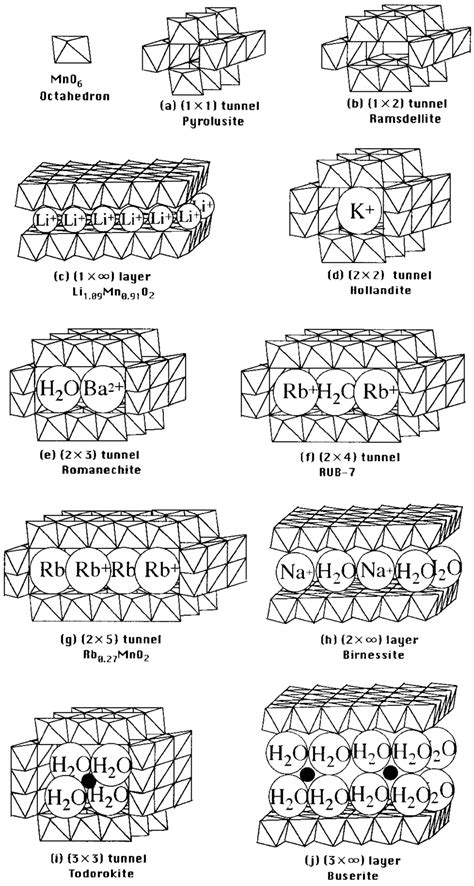 Schematic structures of one-dimensional tunnel and layered manganese ...