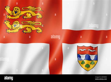 Brecqhou island flag, United Kingdom waving banner collection. 3D ...