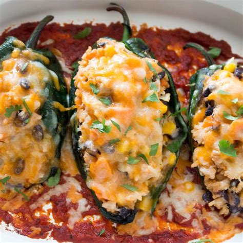 Cheesy Roasted Poblano Peppers | Recipe | Stuffed peppers, Stuffed poblano peppers, Roasted ...