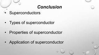 Superconductors and its application | PPT