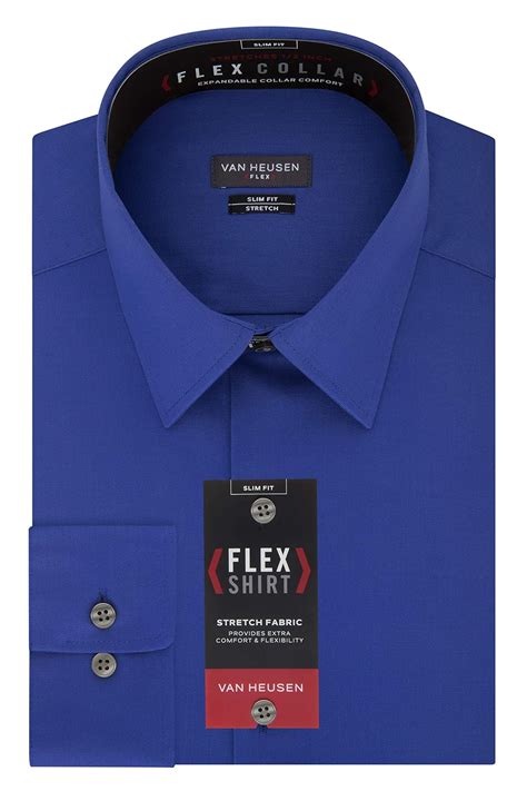 Mens Van Heusen Slim Fit Flex Spread Collar Dress Shirt - FitnessRetro