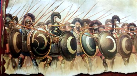 The 700 Thespians phalanx at the Thermopylae battle. The crescent in ...