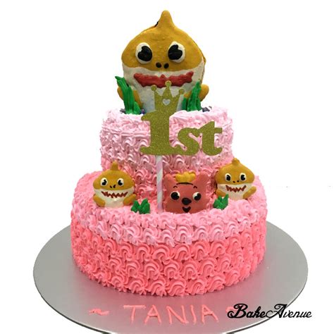 2-Tiers Baby Shark Ombre Cake (Pink Theme) – BakeAvenue