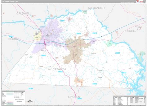 Catawba County Wall Map Premium Style