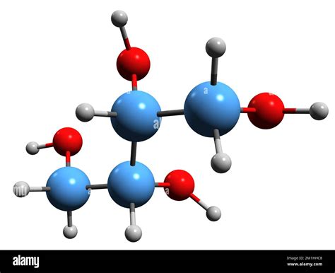 3D image of Erythritol skeletal formula - molecular chemical structure of sugar alcohol ...