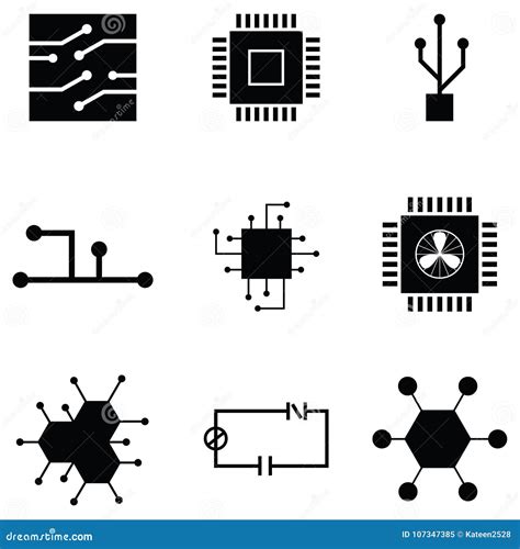 Circuit board icon set stock vector. Illustration of circuit - 107347385