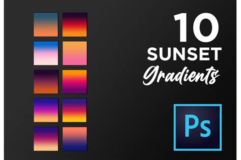 Adobe Photoshop sunset gradient pack GRD gradients By TiveCreate | TheHungryJPEG