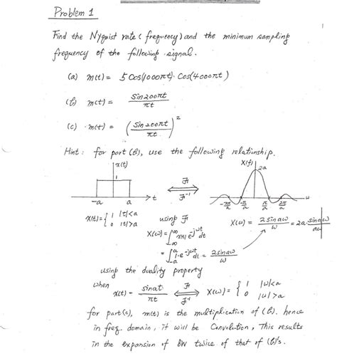 Solved Problem 1 Find the Nyquist rate ( frequency) and the | Chegg.com