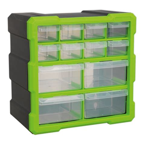 Cabinet Box 12 Drawer - Hi-Vis Green/Black