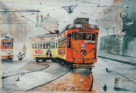 Pin by Avanish Trivedi on Kolkata tram painting | Painting art lesson, Easy paintings, Art ...