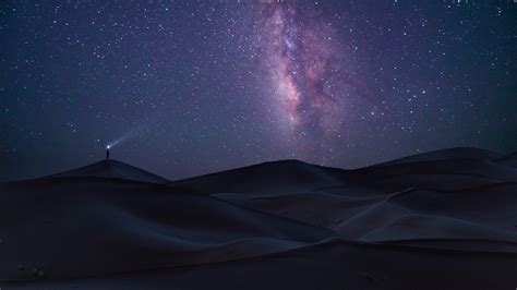 man standing on sand dunes at night digital wallpaper #nature #landscape long exposure #desert # ...