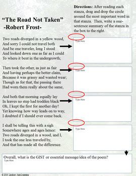 "The Road Not Taken" Analysis Activity for Google Drive | TpT