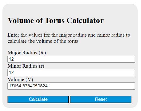 Volume Of Torus Calculator - Calculator Academy