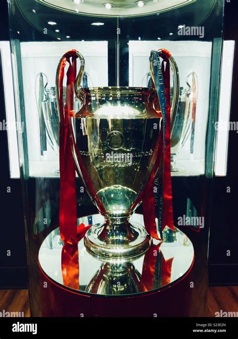 Champions league trophy at Anfield, home of Liverpool Stock Photo - Alamy