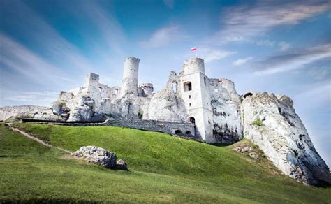 Beautiful Low Angle Shot of the Eagles Nests Landscape Park S Castle in Poland Stock Image ...