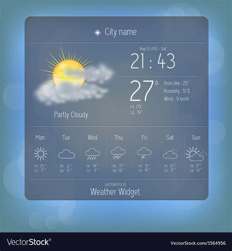 Weather widget template 3 Royalty Free Vector Image