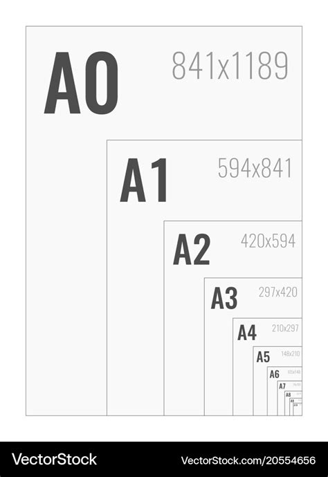 Standard paper sizes a series from a0 to a10 Vector Image