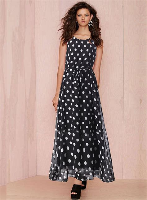 Fashion Sleeveless Polka Dots Maxi Dress - STYLESIMO.com