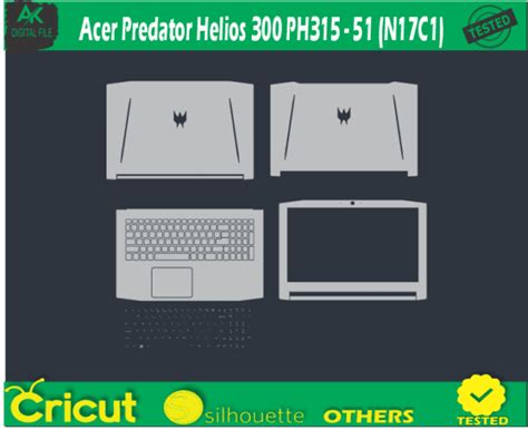 Acer Predator Helios 300 PH315 - 51 (N17C1) Skin Template Vector - AK Digital File