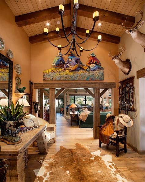 Cowboy decoration ideas entry southwestern with hardwood flooring cowboy western fabric vaulted ...