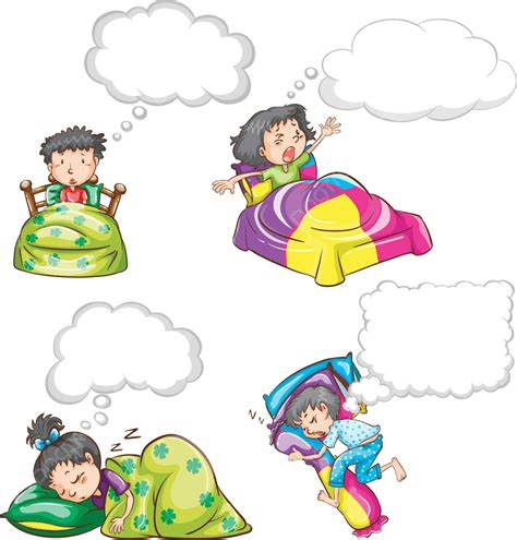 Kids In Bed And Dream Clouds Object Nap White Vector, Object, Nap, White PNG and Vector with ...