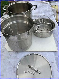 All-Clad 12 Qt Multi Cooker STOCK POT, STRAINER, STEAMER, LID Stainless Steel – Stock Pot Stainless