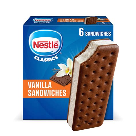 Amazon.com: Nestle, Vanilla Ice Cream Sandwiches, 6 Count (Frozen ...