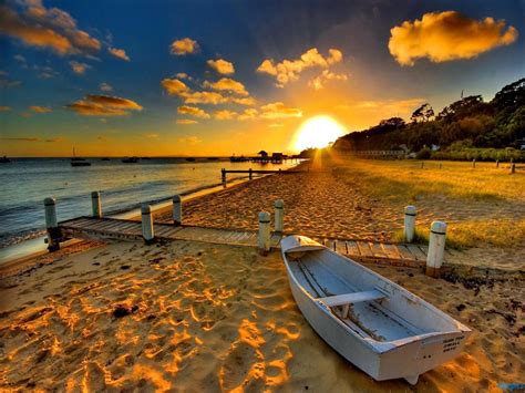 Boat Beach Sunset Image wallpaper | beach | Wallpaper Better