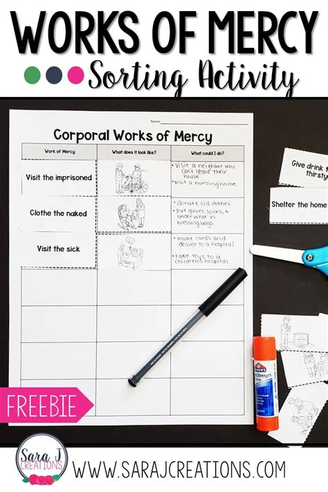 Corporal and Spiritual Works of Mercy Sorting Activity | Sara J Creations