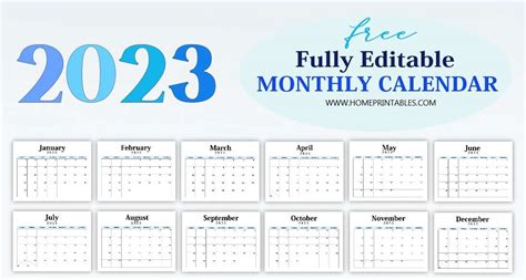 Editable Calendar 2023 Word - Printable Calendar 2023